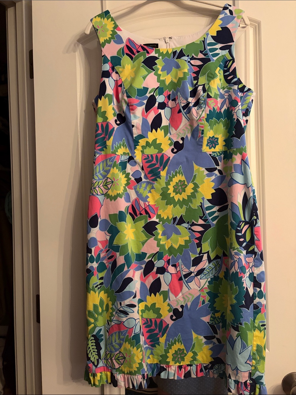 Talbots Bright Floral A-Line Dress in Blue, Green, Pink